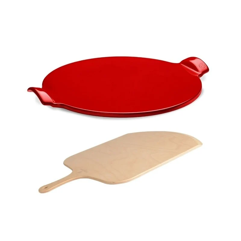 Conjunto bandeja cerámica para pizza y masas + Pala de madera Emile Henry