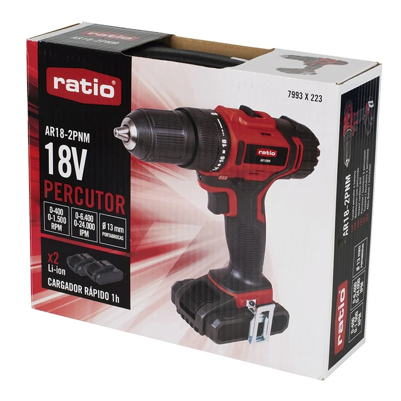 TALADRO PERCUTOR BATERÍA RATIO AR18-2PNM