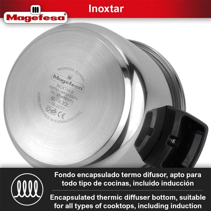 OLLA A PRESION MAGEFESA INOXTAR RECTA 8L
