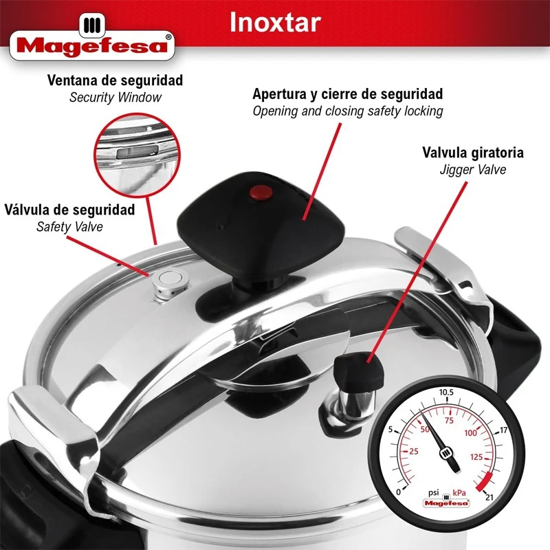 OLLA A PRESION MAGEFESA INOXTAR RECTA 8L