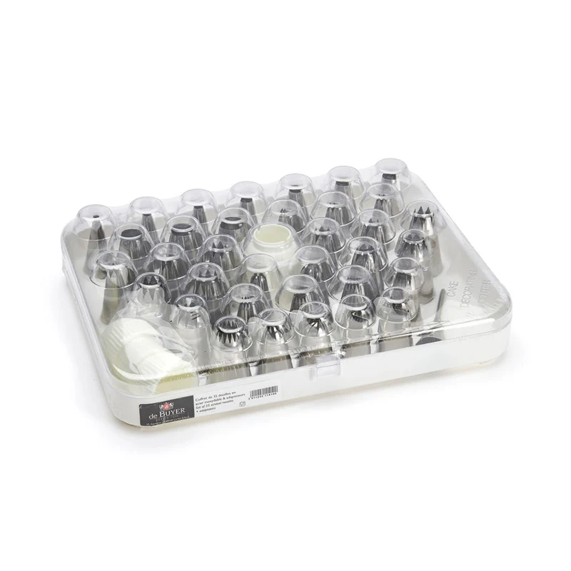 Caja set de 35 boquillas de acero inoxidable De Buyer