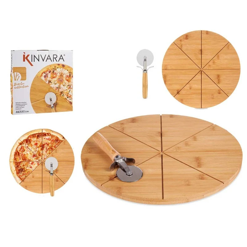 PLATO PIZZA BAMBU 35CM CON CORTAPIZZA
