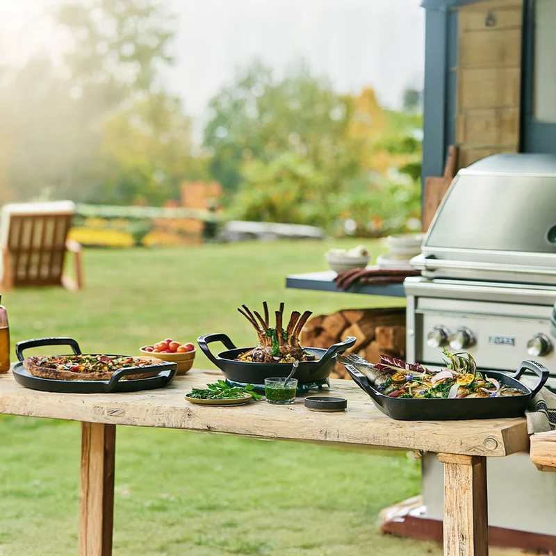 Parrilla grill cuadrada hierro fundido BBQ Outdoor Le Creuset