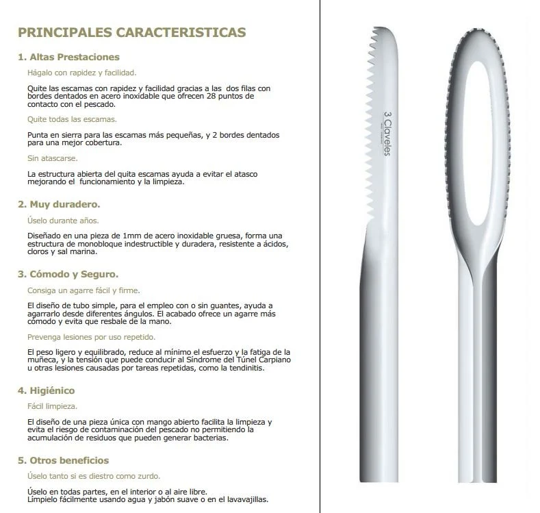 QUITA ESCAMAS PROFESIONAL INOX 27CM 3C