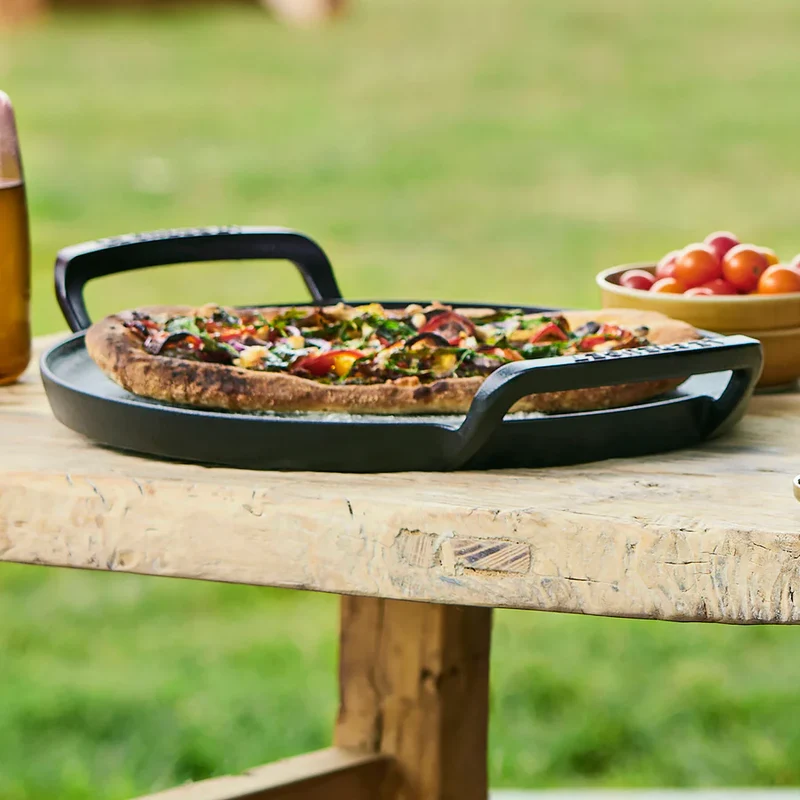 Parrilla redonda lisa y bandeja para pizza hierro fundido BBQ Outdoor Le Creuset