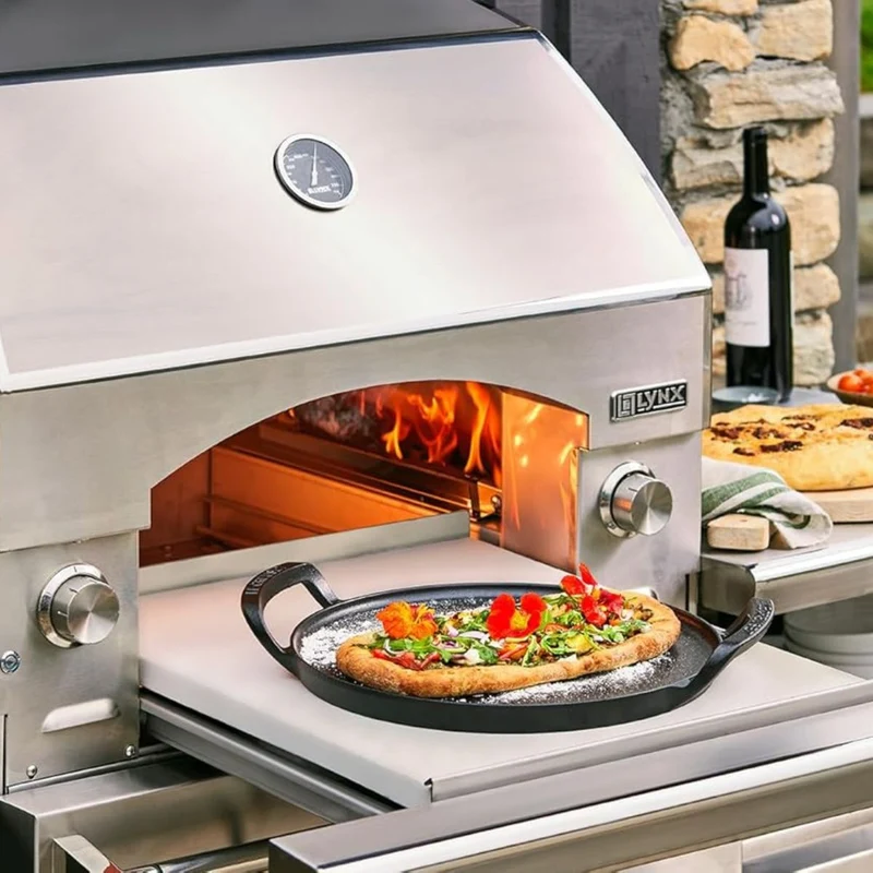 Parrilla redonda lisa y bandeja para pizza hierro fundido BBQ Outdoor Le Creuset