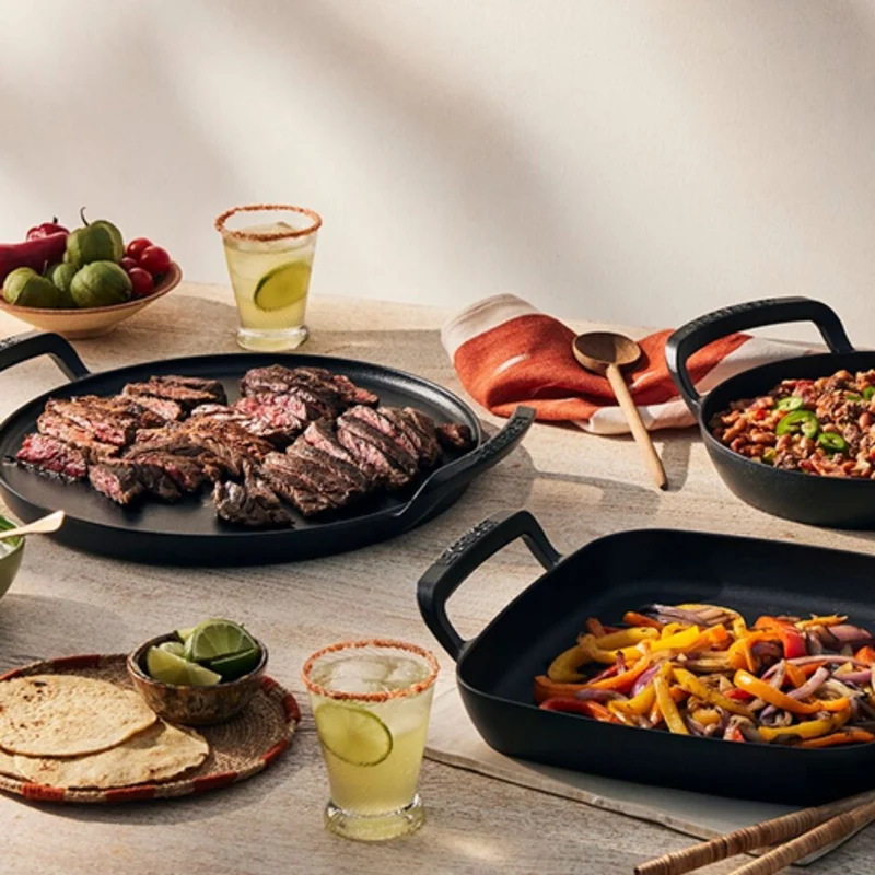 Parrilla redonda lisa y bandeja para pizza hierro fundido BBQ Outdoor Le Creuset