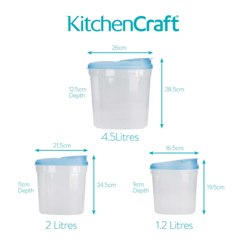 Set 3 Recipientes Blue Card sin BPA KitchenCraft