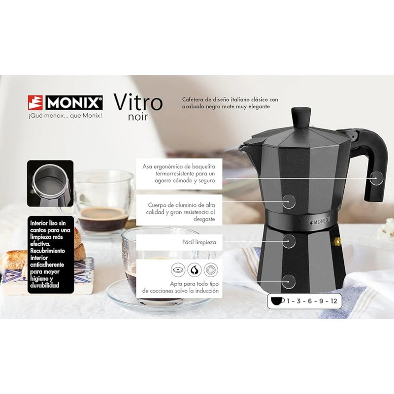 Cafetera Vitro-Noir Monix