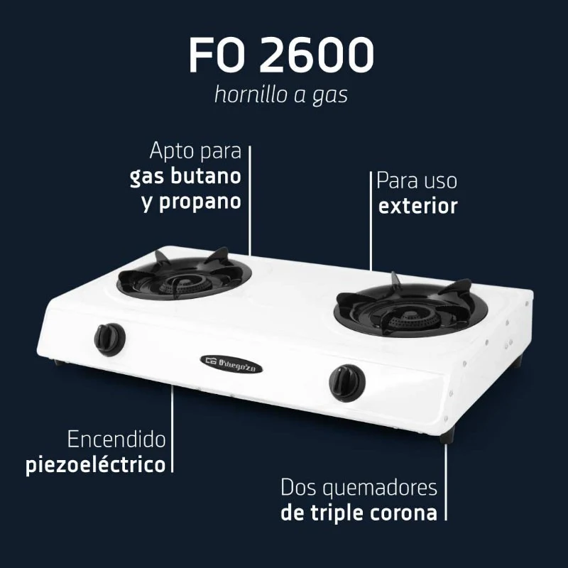 HORNILLO A GAS BLANCO 2 FUEGOS ORBEGOZO FO2600
