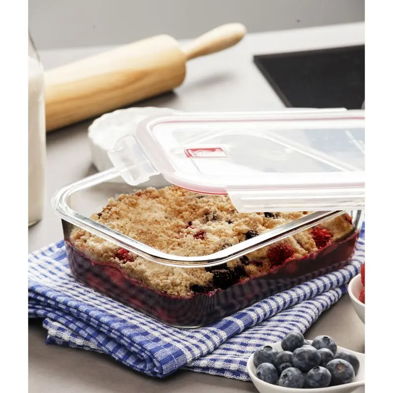 HERMÉTICO COOK&EAT VIDRIO RECT 1,5L ROJO TATAY