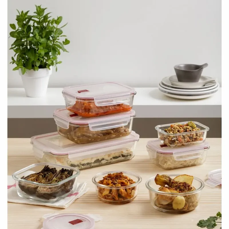 HERMÉTICO COOK&EAT VIDRIO RECT 1,5L ROJO TATAY