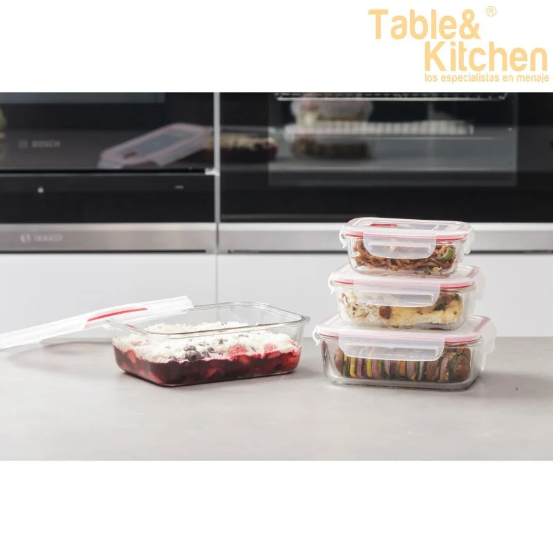 HERMETICO CRISTAL COOK&EAT 0,37L ROJO TATAY