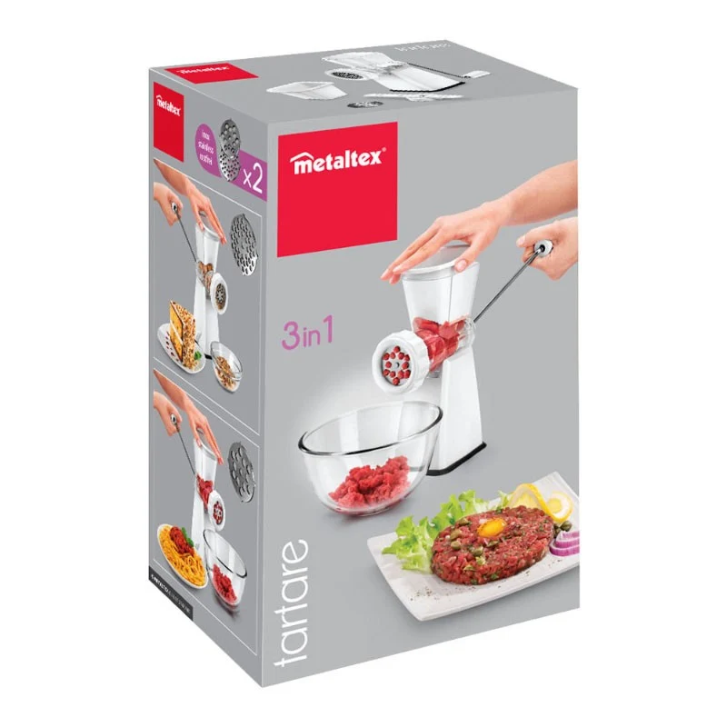 MÁQUINA PICAR CARNE, VEGETALES Y REPOSTERÍA TARTARE 3 EN 1