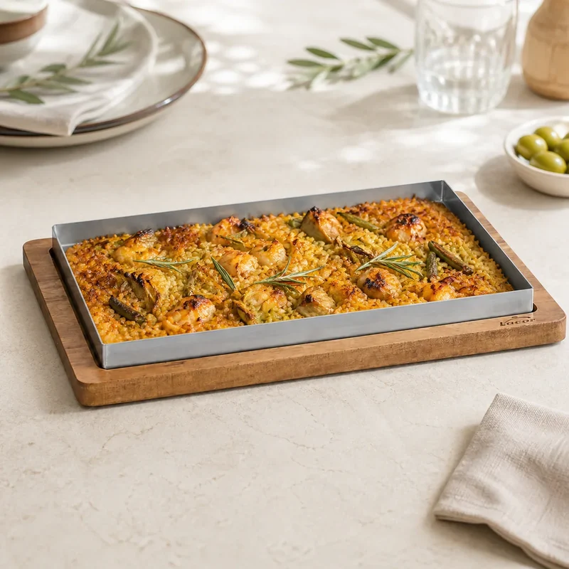 Llauna de arroz Lacor 32 × 14 × 2 cm con base 36 × 18 cm