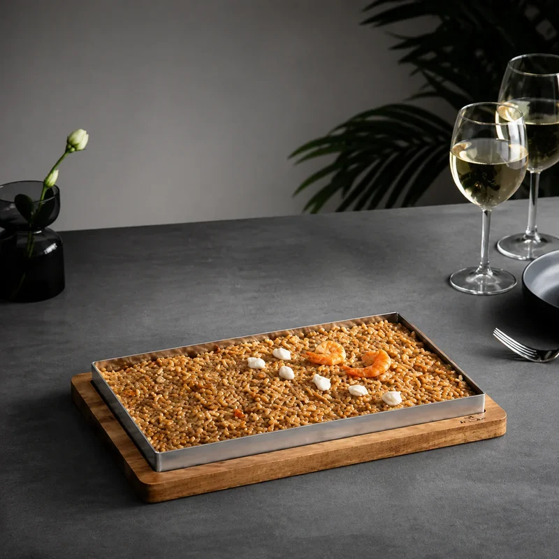 Llauna de arroz Lacor 32 × 14 × 2 cm con base 36 × 18 cm