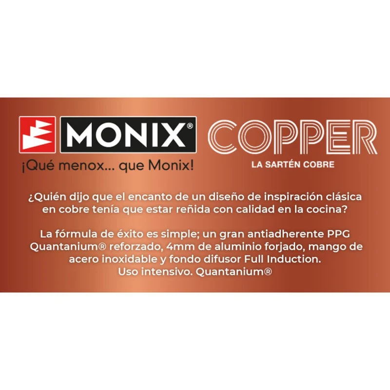 Sartén antiadherente Copper Monix (acabado cobre+titanio)