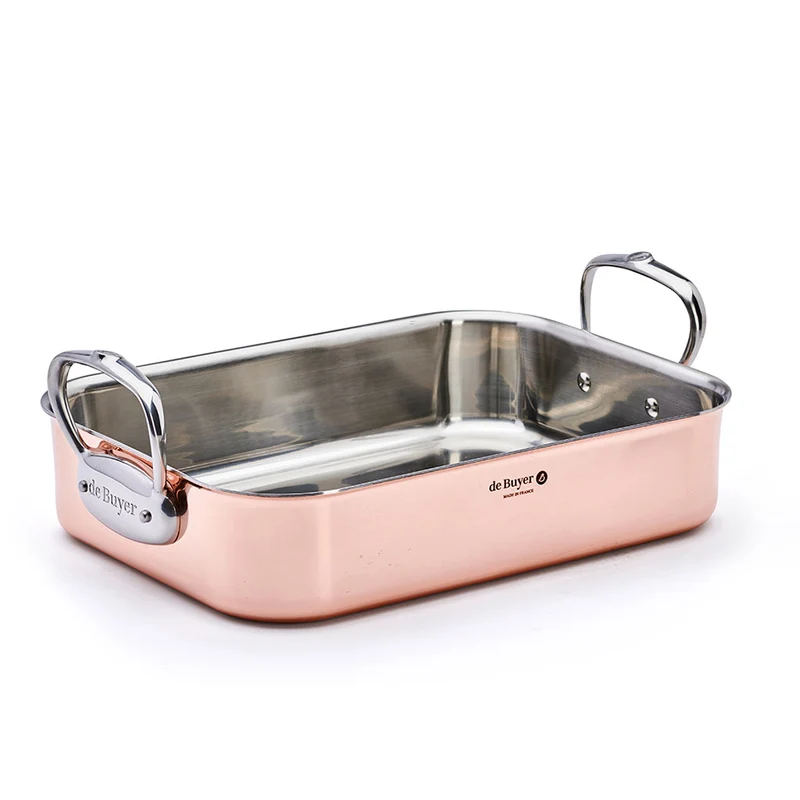 Bandeja asadora de cobre Inocuivre con asas de inox De Buyer