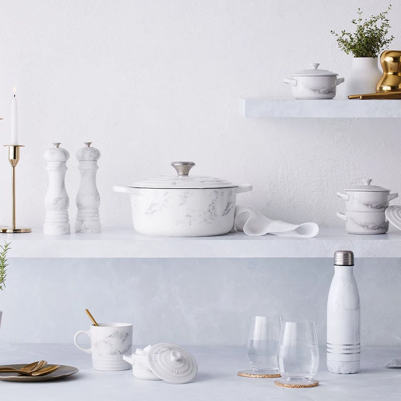Cocotte de hierro White Marble Le Creuset (Edición Limitada)