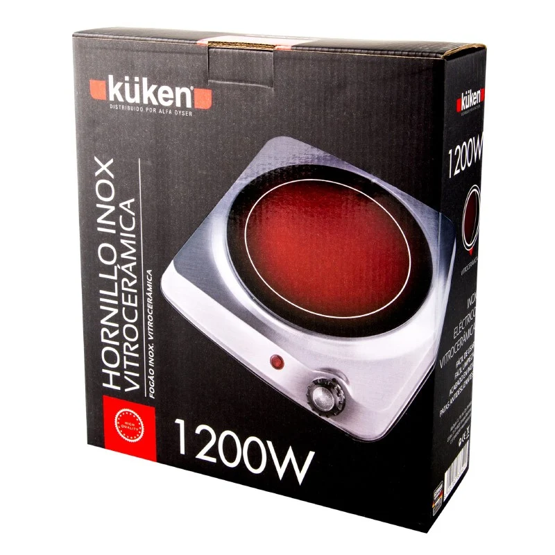 HORNILLO INOX. VITRO 1 FUEGO 1200W KUKEN