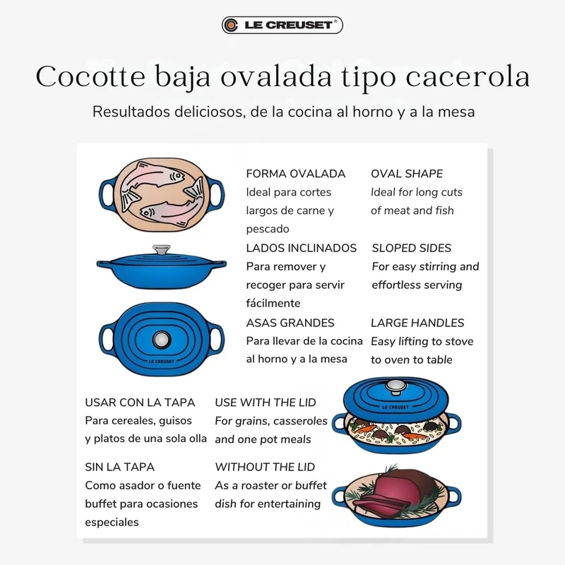 Cocotte baja tipo cacerola ovalada Le Creuset