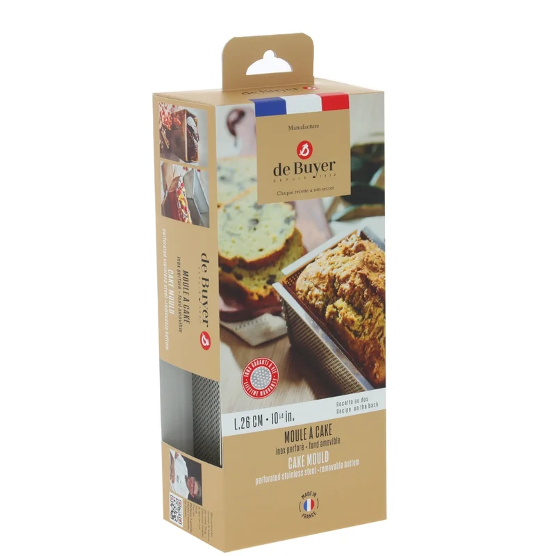 Molde inox rectangular perforado con base desmontable De Buyer