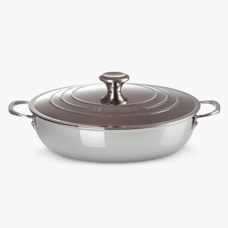 Cacerola acero inox baja con tapa 30cm 3-PLY Le Creuset