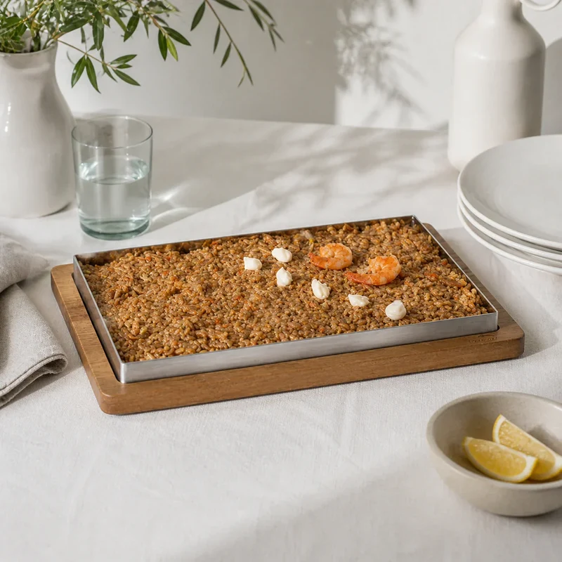 Llauna de arroz Lacor 29,5 × 19,5 × 2 cm con base 33 × 23 cm