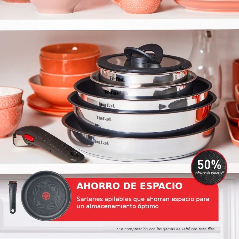Conjunto de 3 sartenes y mango Ingenio Emotion Tefal 22, 24 y 28 cm