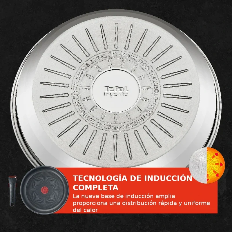 Conjunto de 3 sartenes y mango Ingenio Emotion Tefal 22, 24 y 28 cm
