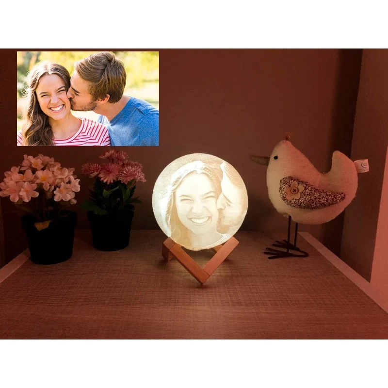 LÁMPARA LUNA 3D PERSONALIZADA EN 16 COLORES BATERÍA
