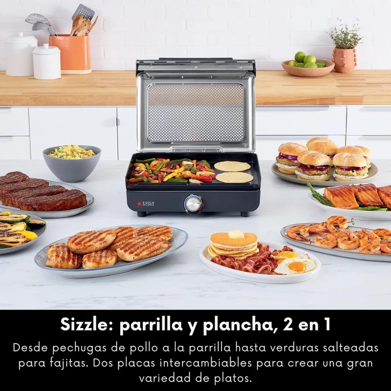 Parrilla y plancha de interior 2 en 1 Sizzle Ninja®