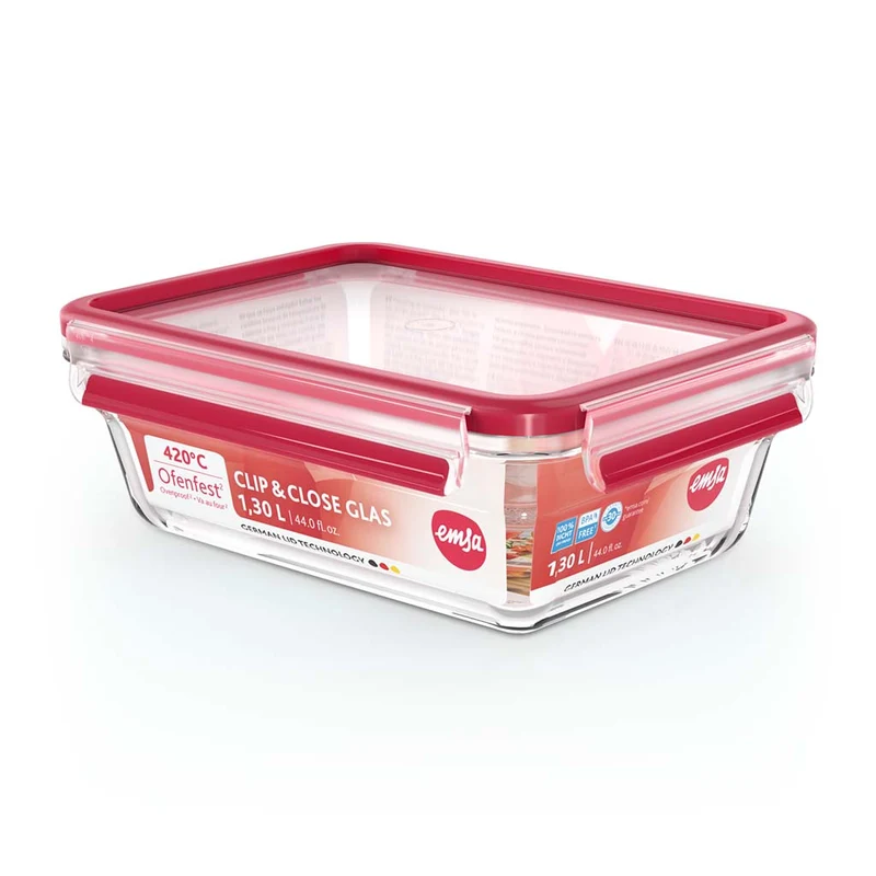 Recipientes de cristal apilables con cierre hermético Clip&Close EMSA