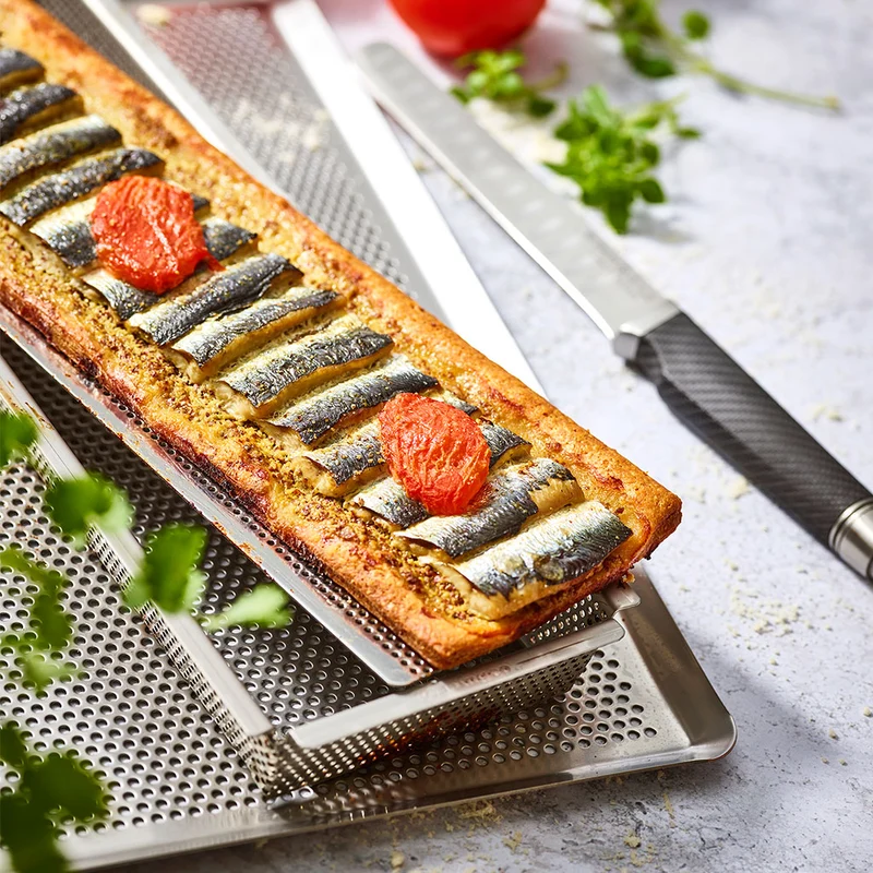 Bandeja rectangular perforada acero inox De Buyer