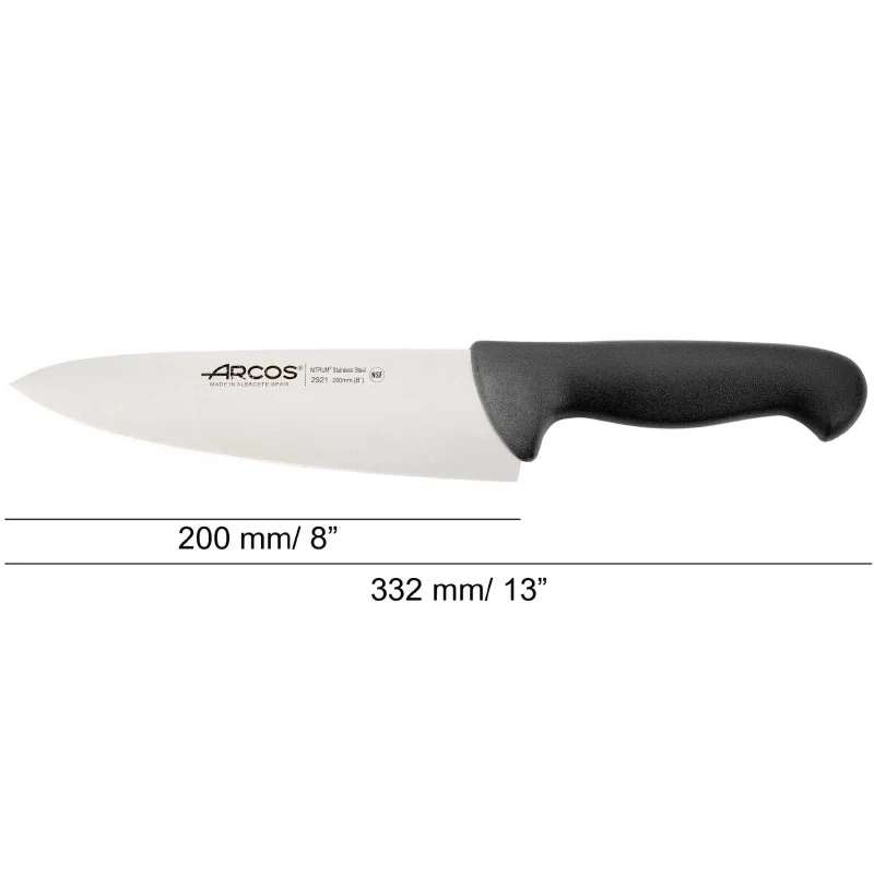 CUCHILLO COCINERO NEGRO SERIE 2900 200 MM ARCOS