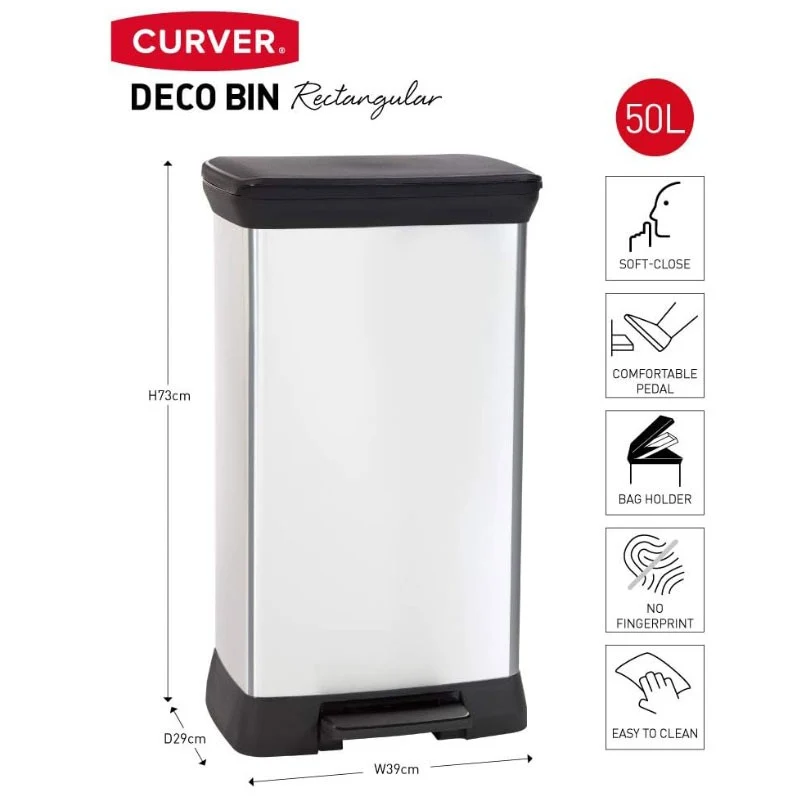 CUBO BASURA C/ PEDAL 50L METAL DECOBIN