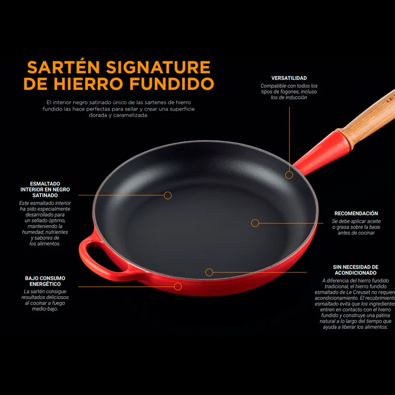 Sartén de hierro con mango de madera Le Creuset