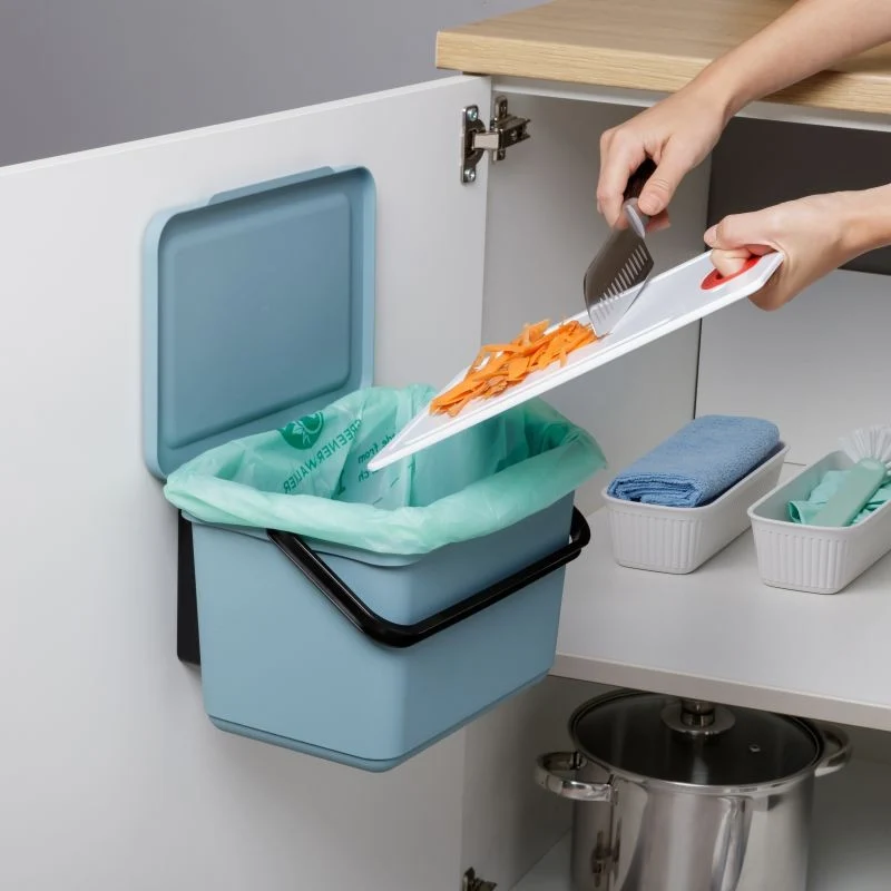 CUBO ORGANICO 6L SMART CON SOPORTE BLUE MIST