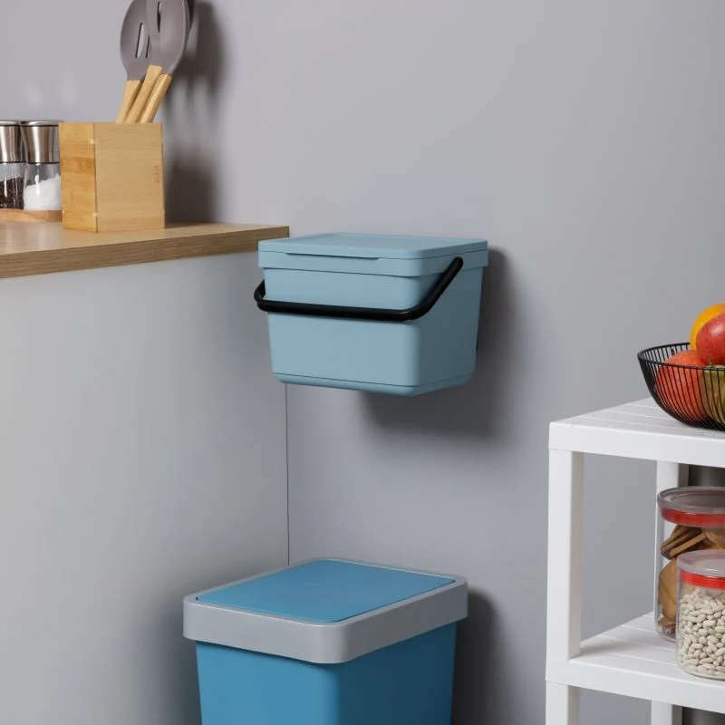 CUBO ORGANICO 6L SMART CON SOPORTE BLUE MIST