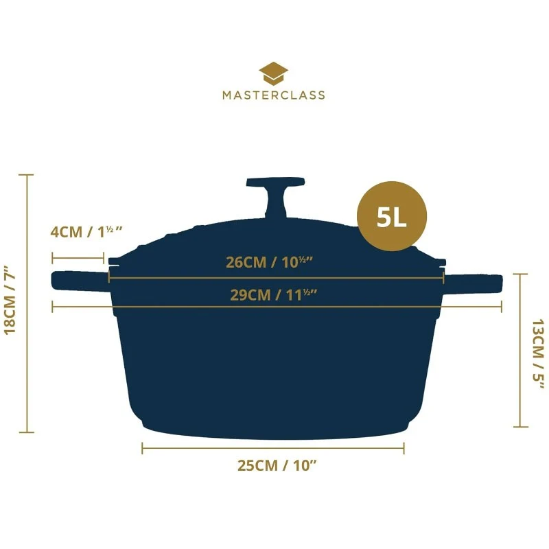 CAZUELA ALTA ALUMINIO FUNDIDO 28CM 5L MASTERCLASS