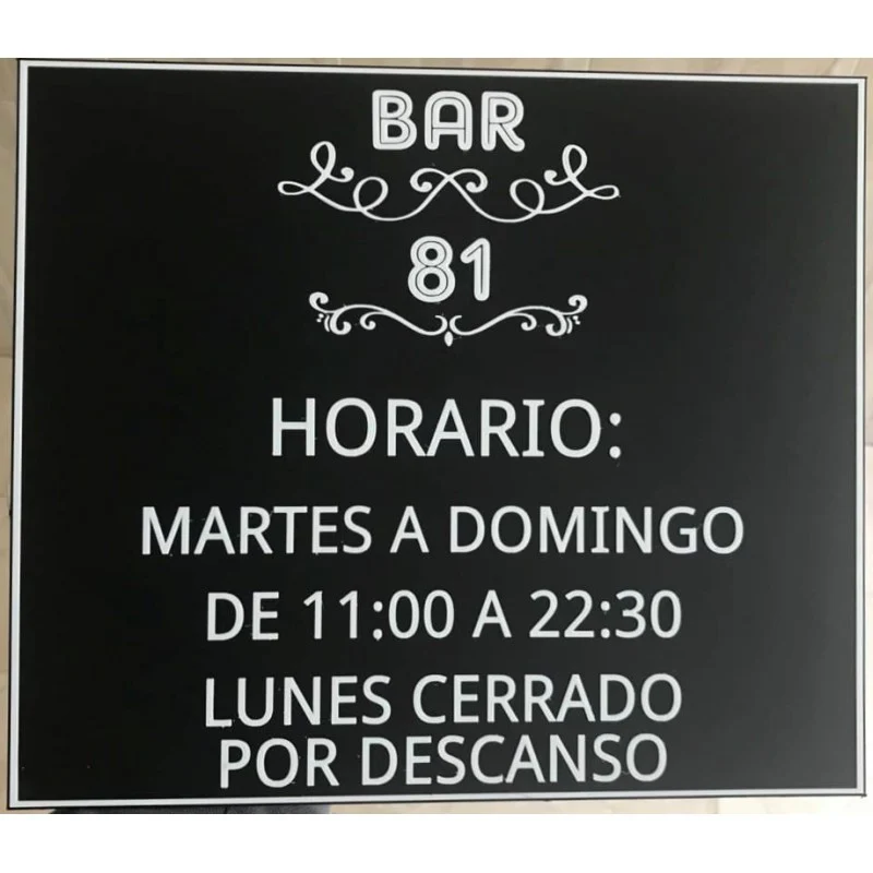 CARTEL HORARIO PERSONALIZADO EMPRESA