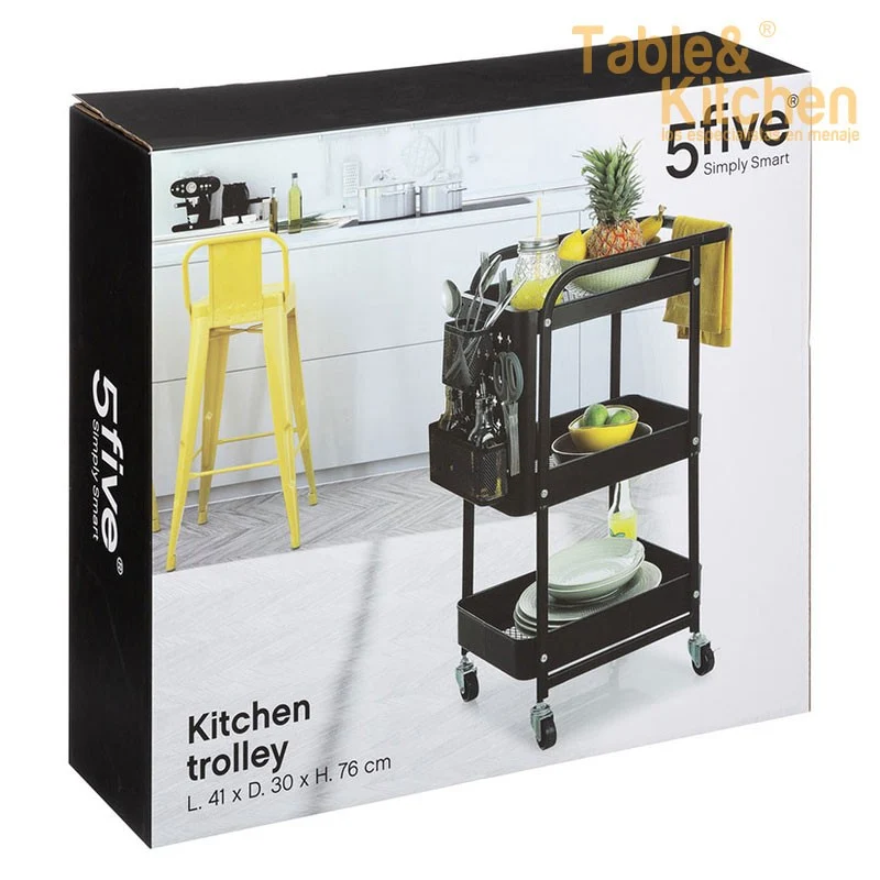 CARRITO AUXILIAR 52,8X30XH.76CM. NEGRO