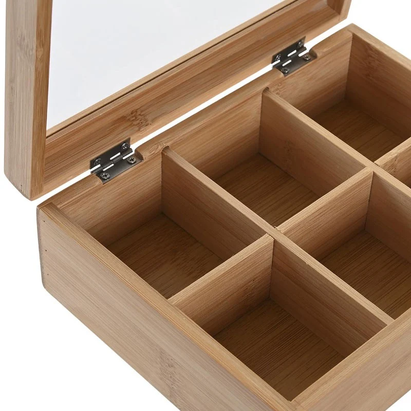 CAJA INFUSIONES BAMBU CRISTAL 21X16X5CM 6 DIVISIONES