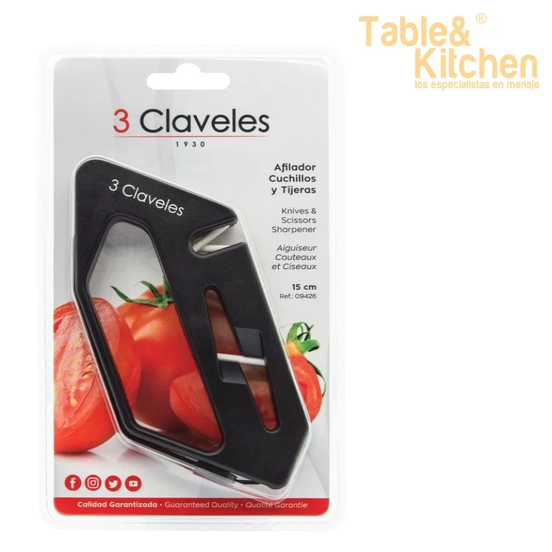 AFILADOR CUCHILLOS Y TIJERAS CON GUARDAMANOS 3 CLAVELES
