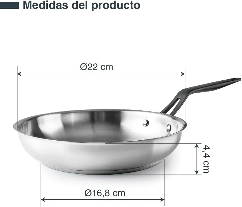 LACOR Sartén Origin Acero Inoxidable 22cm - Modelo 47322