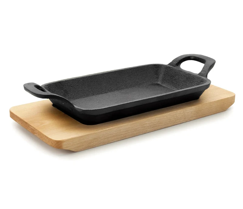 LACOR Mini plancha grill lisa rectangular con base Magma 25874