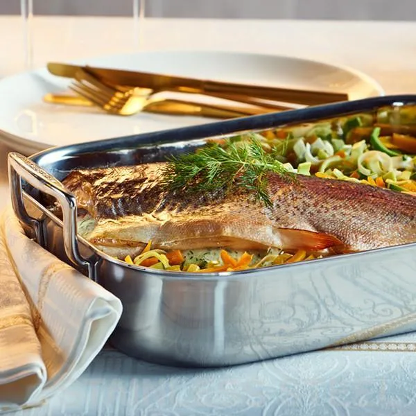 Bandeja asadora de acero inoxidable Le Creuset