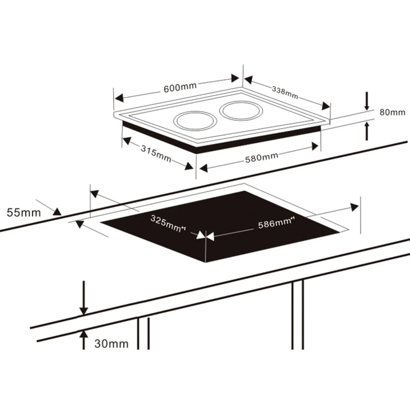 LACOR Placa de inducción horizontal Dual 69333