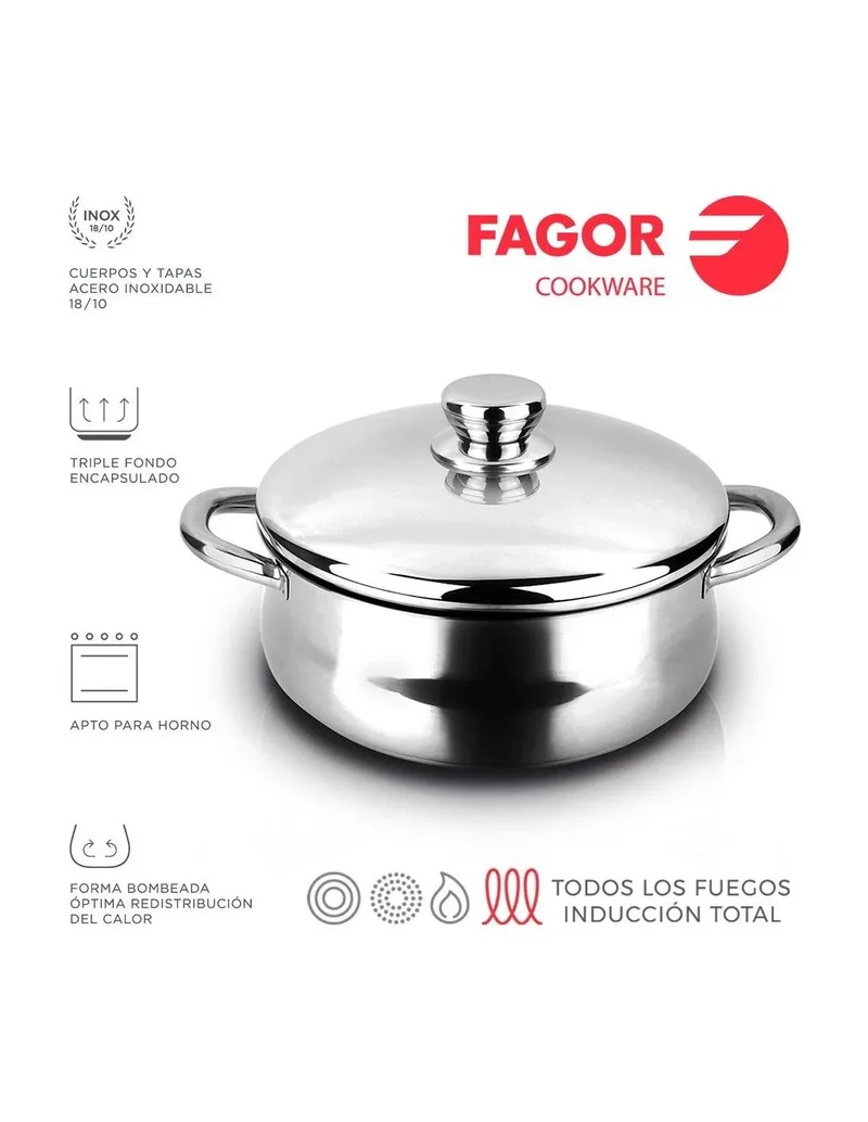 FAGOR Cacerola SILVERINOX + Tapa Ø28