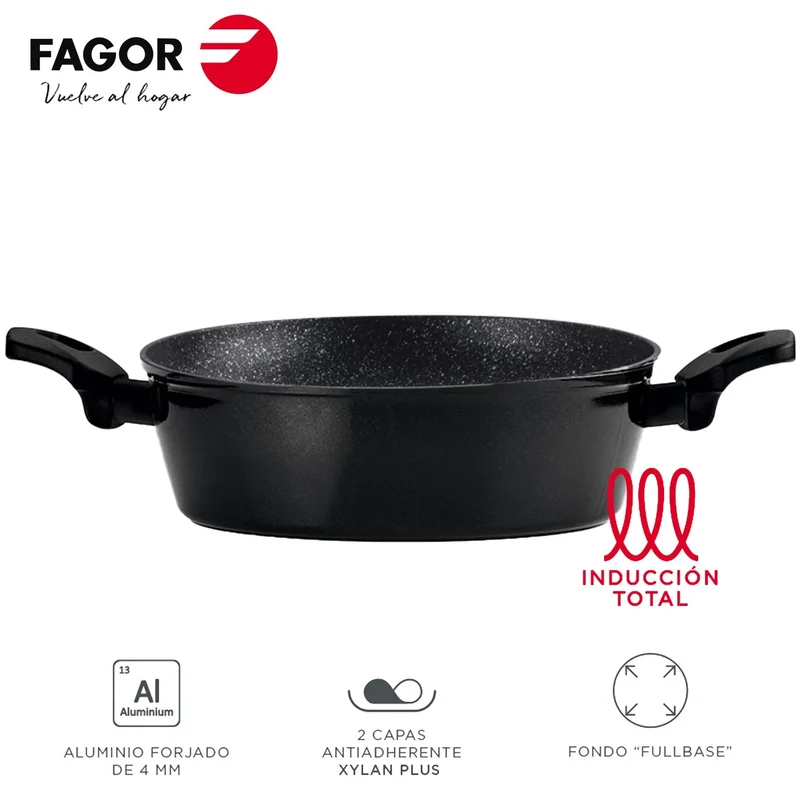 FAGOR Tartera VIVANT Negra Ø24 sin tapa